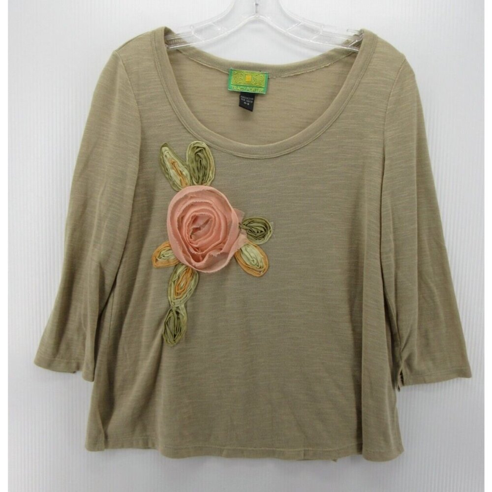 Tracy Porter Top Medium 4 6 Blouse Pullover Art To Wear Scoop Neck